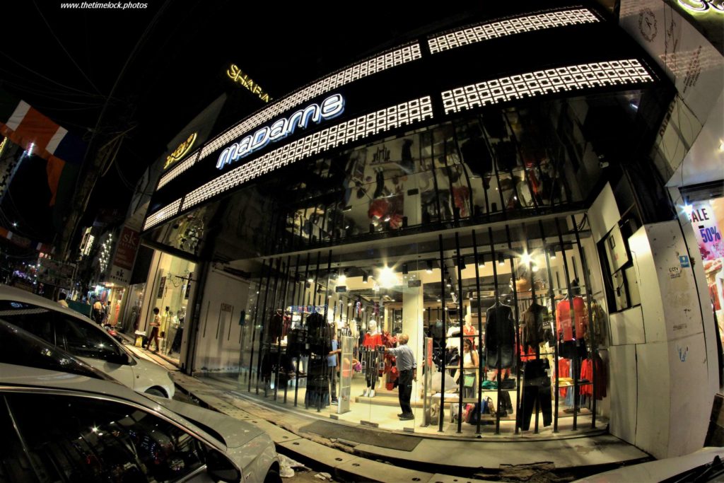 store front captured with fish eye lens